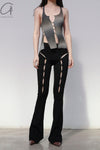 Rui Zhou WV05 series hollow flared stretch casual pants RUI-RUIFW21WV05-HEI Black Onyx